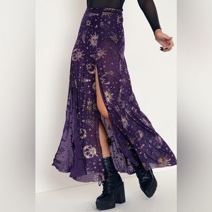 Burned velvet sun and moon split maxi skirt - LIMITED